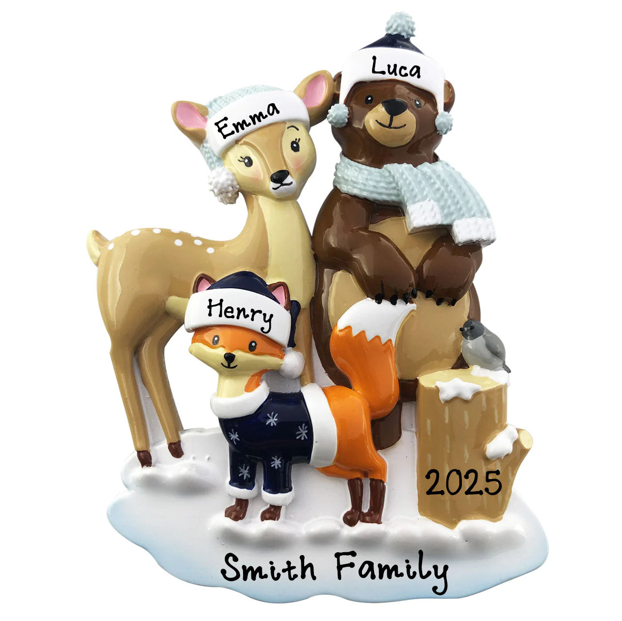 Family of 3 Personalized Christmas Ornament
