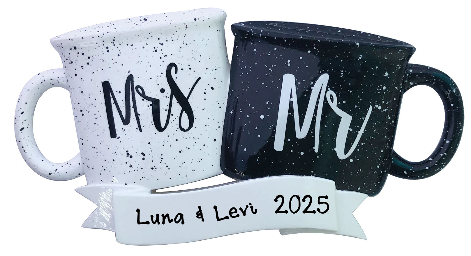 Personalized Mr & Mrs Mugs Couple Christmas Ornament (Mr & Mrs Mugs Set)