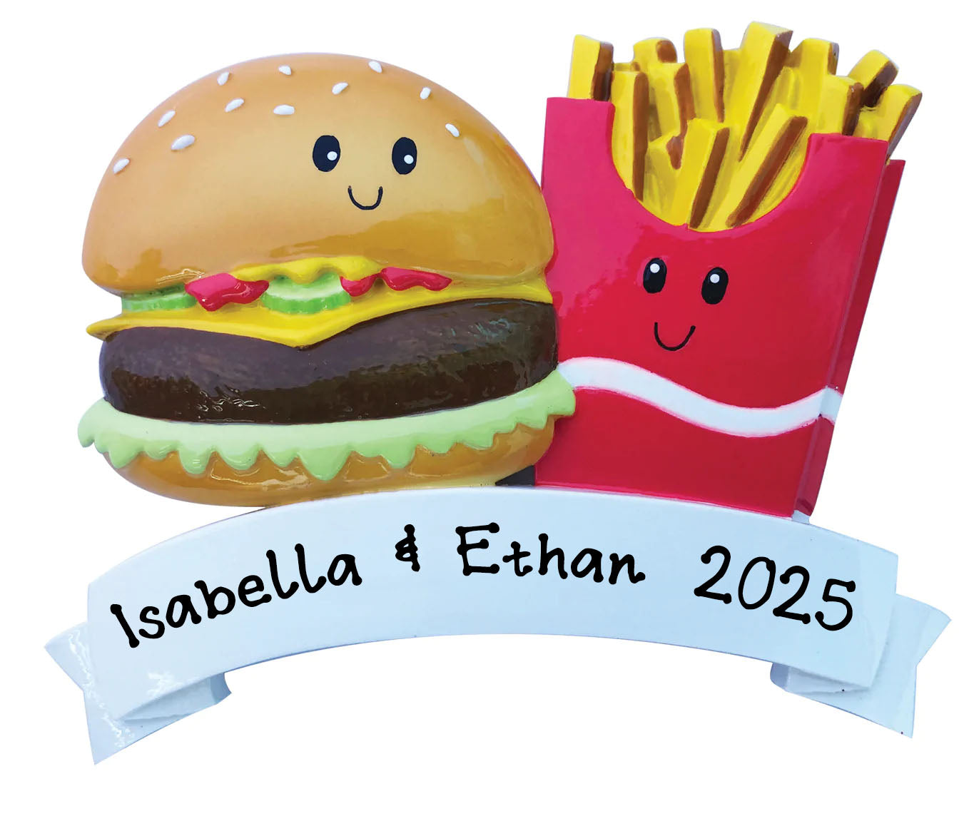 Personalized Burger & Fries Couple Christmas Ornament