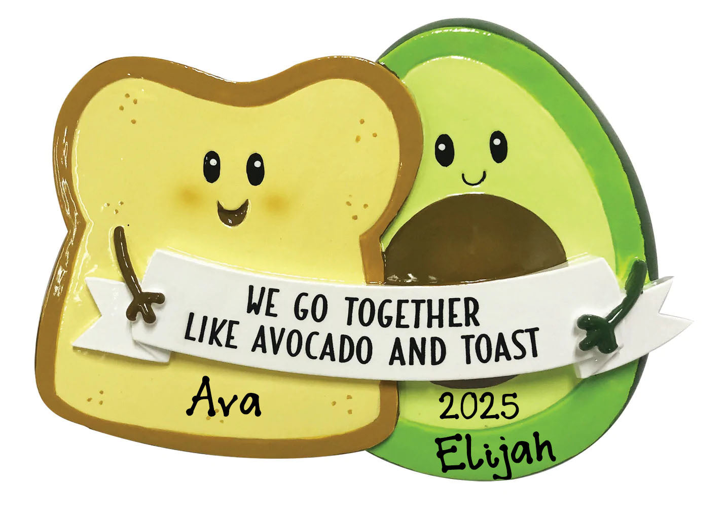 Personalized Christmas Avocado and Toast Couple Christmas Ornament
