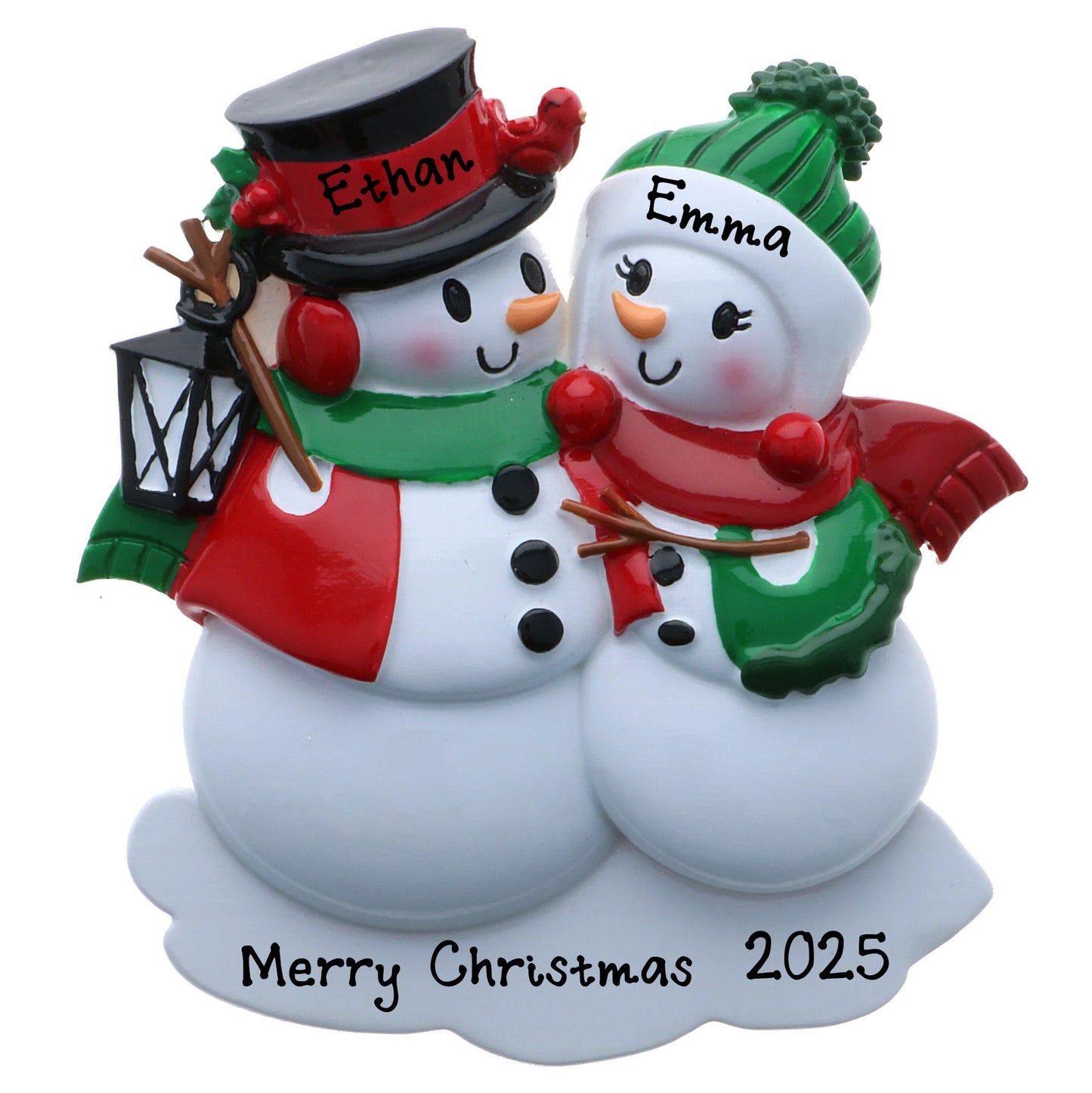 Personalized Snowman Family of 2 Christmas Ornament