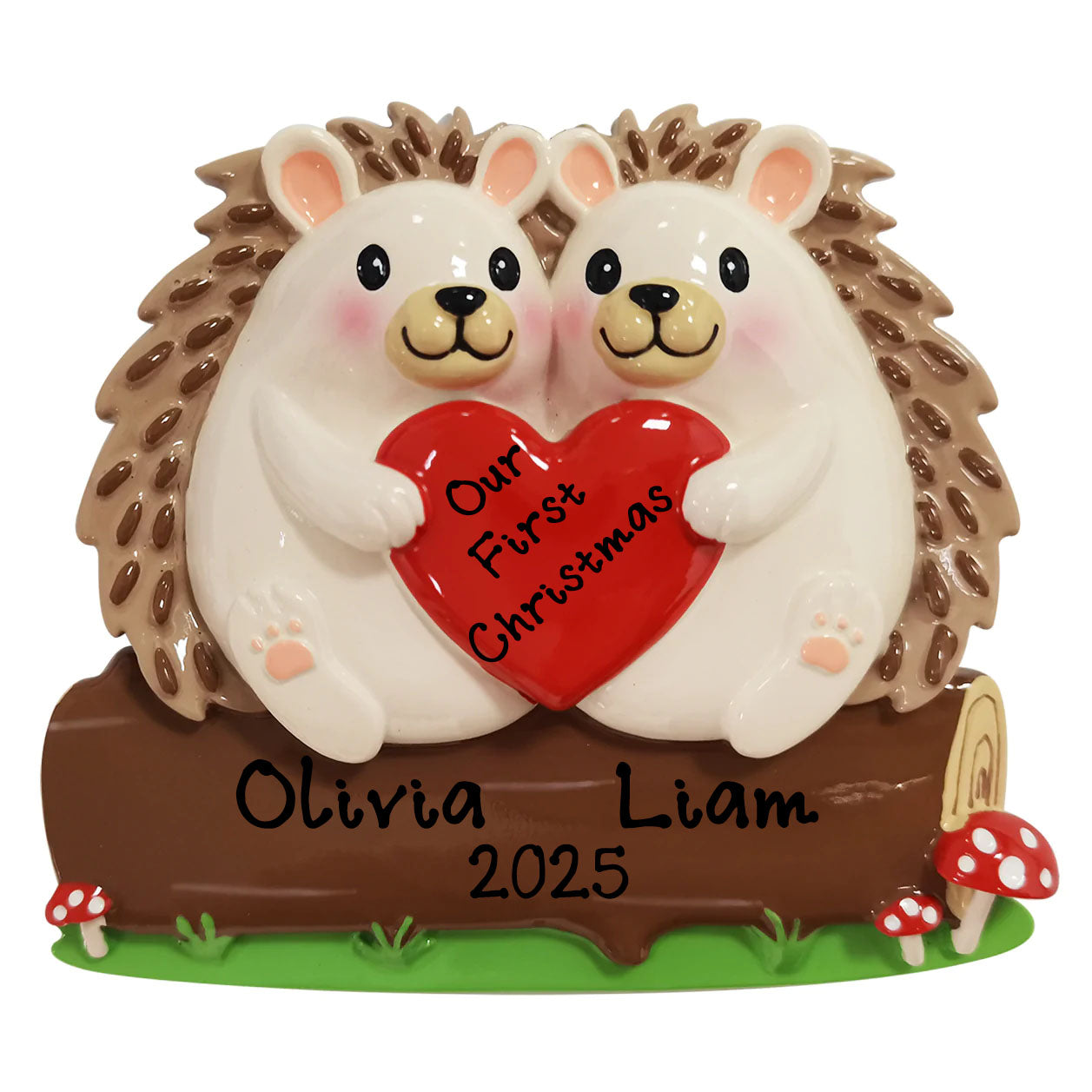 Personalized Christmas Ornament Hedgehog Family of 2