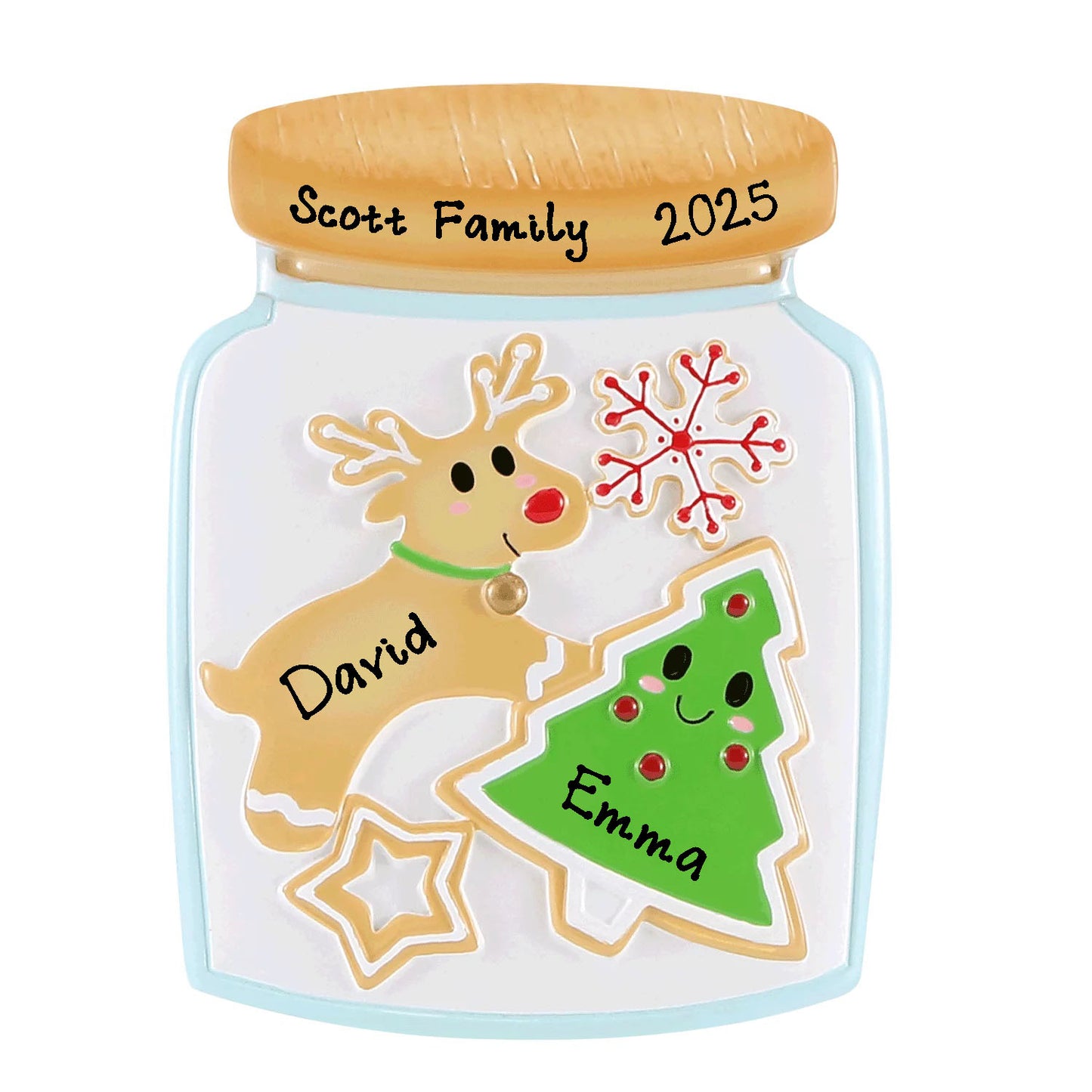 Christmas Cookie Jar Personalized Christmas Tree Hanging Ornament (Family of 2)