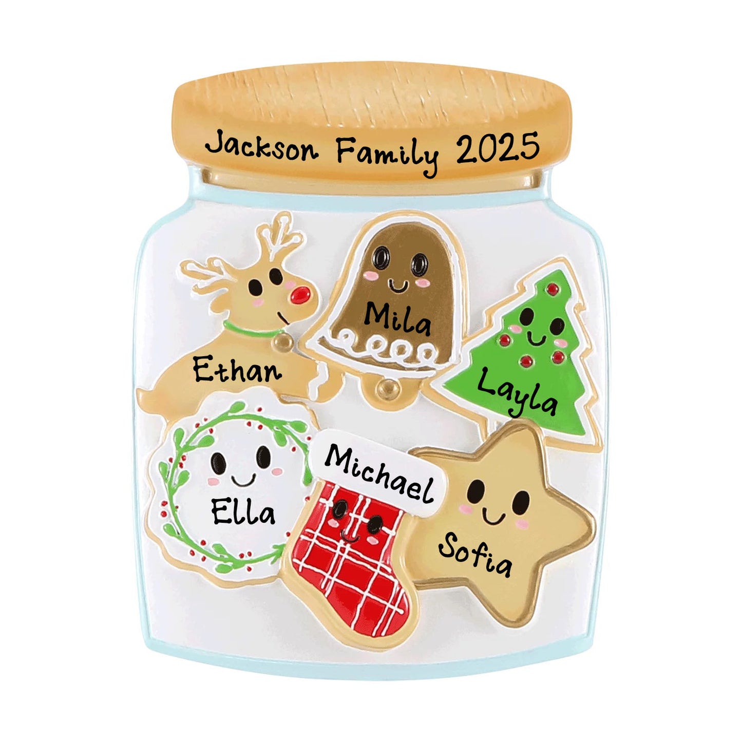 Personalized Christmas Cookie Jar Family Ornament (Family of 6)