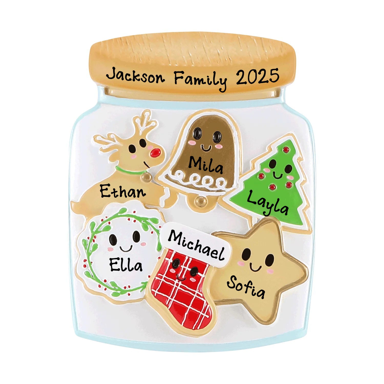 Personalized Christmas Cookie Jar Family Ornament (Family of 6)