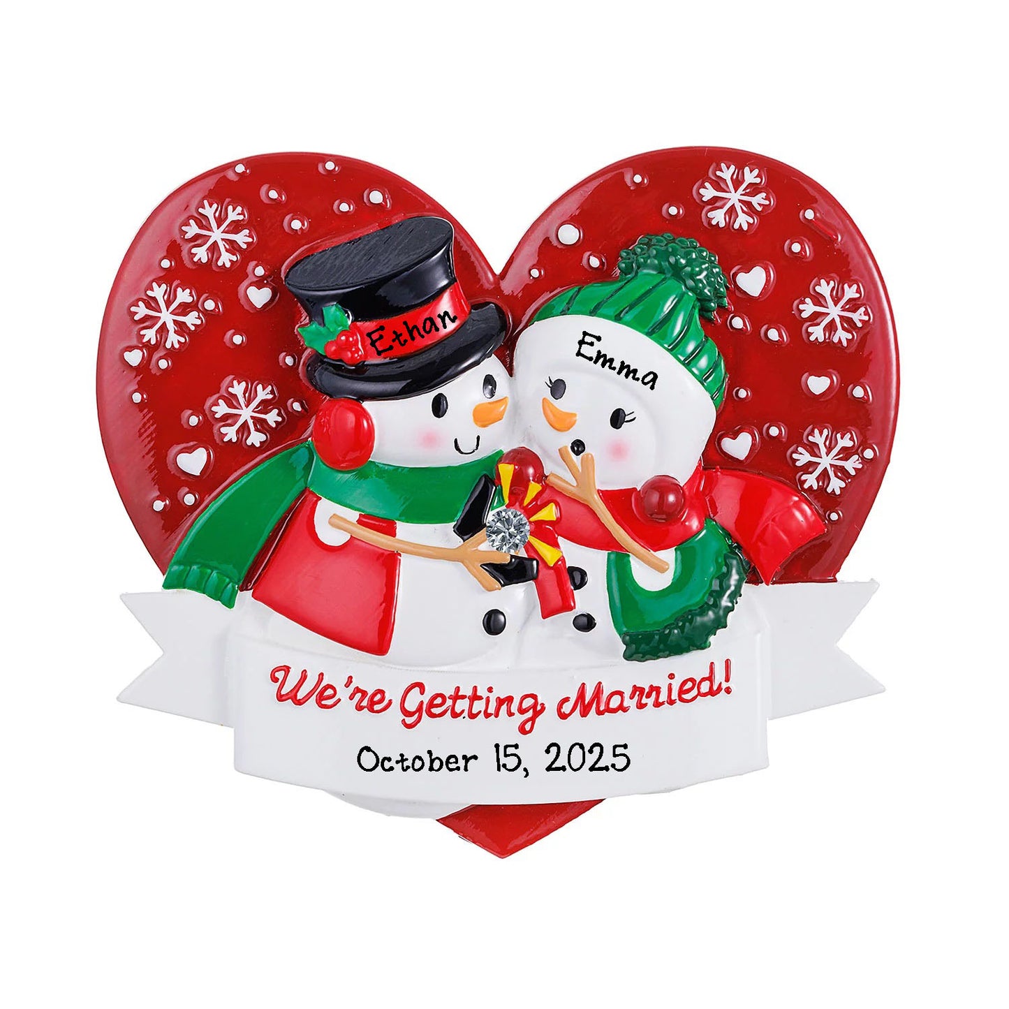Personalized Just Married Snowman Ornament