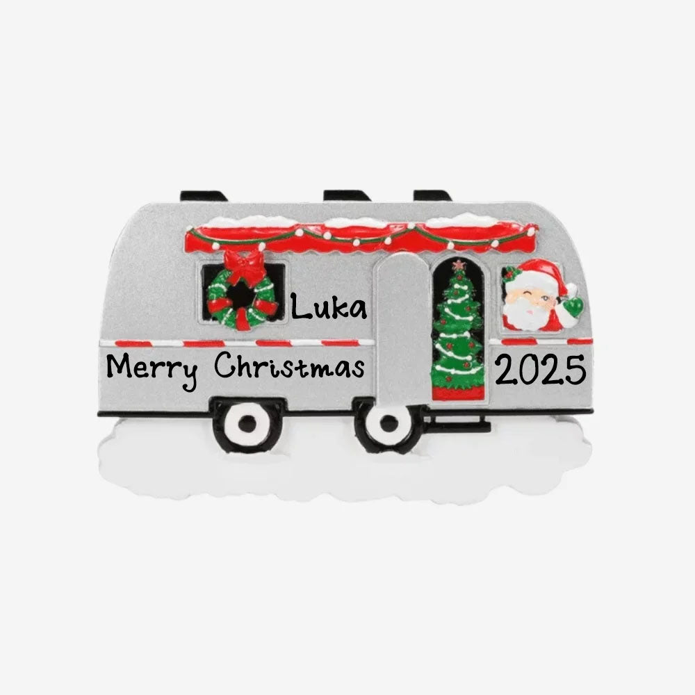 Xmas Camper Ornament (Green-White)