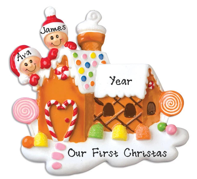 Gingerbread House Family Personalized Ornament (Family of 2)
