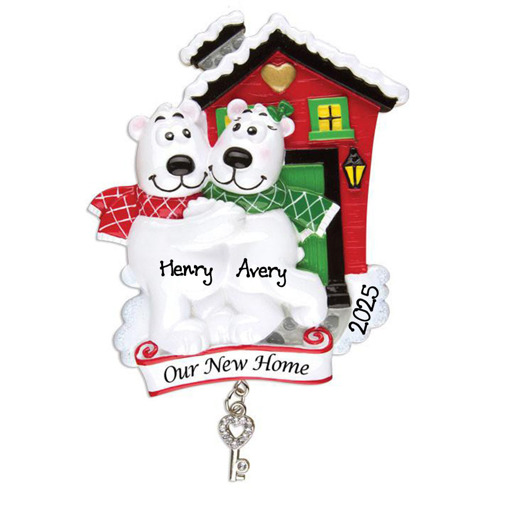 Our New Home Polar Bear Couple Personalized Ornament