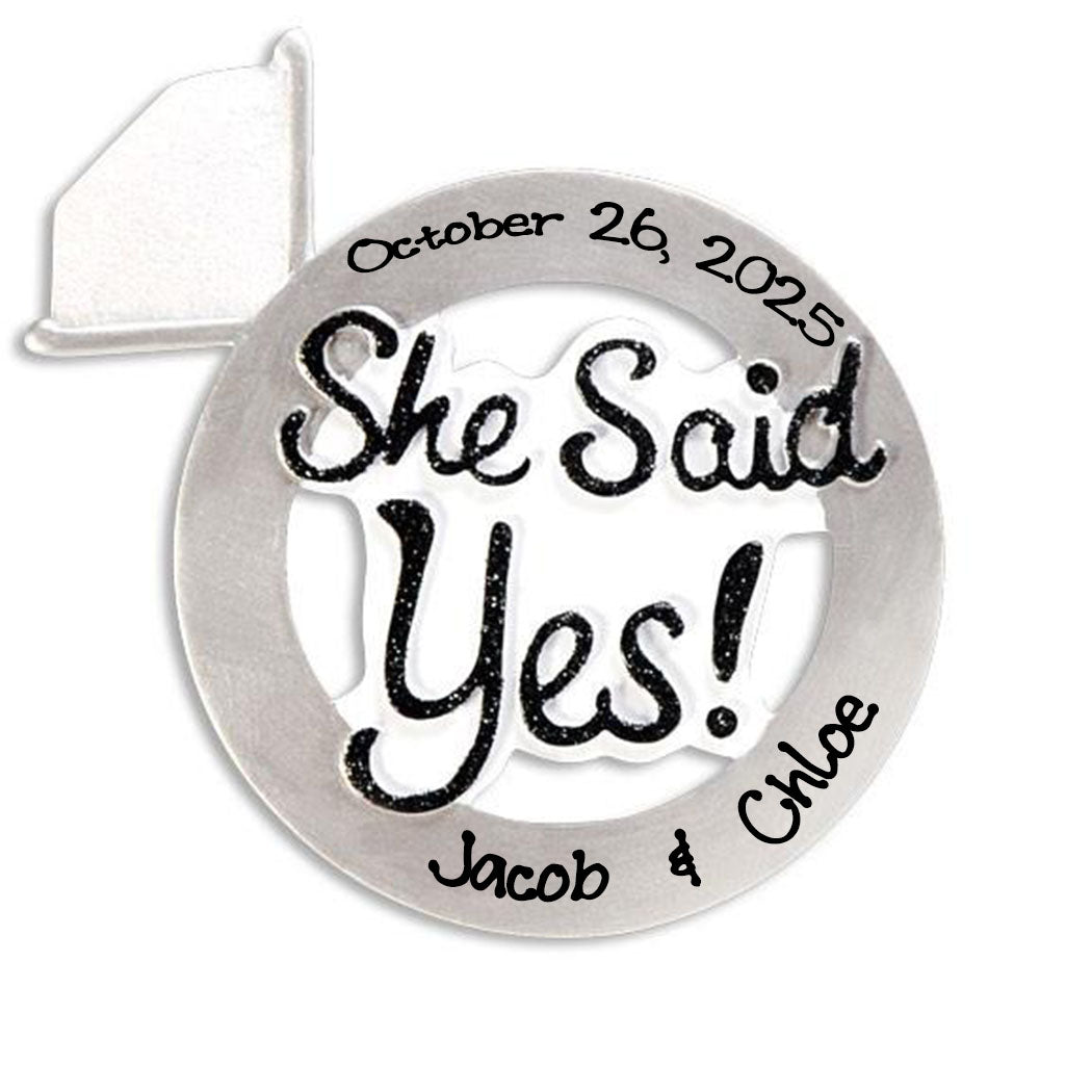 Personalized Engaged She Said Yes Ornament