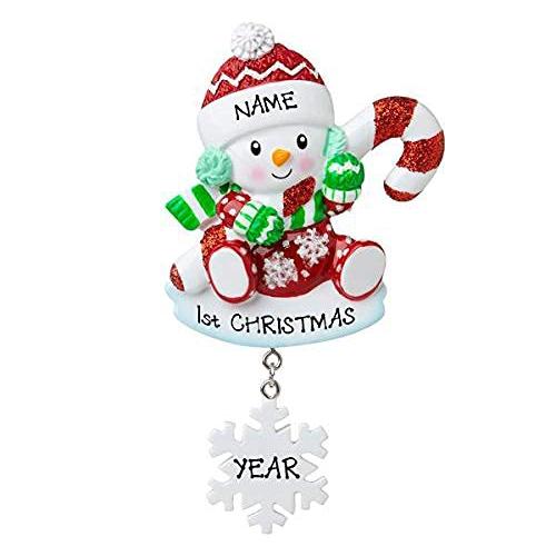 Baby Decorating Christmas Lights Personalized Ornament (Red Snow Baby) Default Title