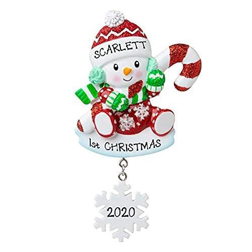 Baby Decorating Christmas Lights Personalized Ornament (Red Snow Baby)