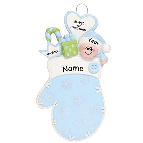 Baby Mitten (Blue) Personalized Ornament Default Title