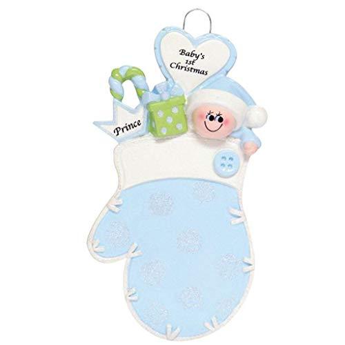 Baby Mitten (Blue) Personalized Ornament