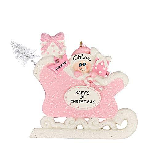 Baby in Sleigh Personalized Ornament (Baby's 1st Sleigh Pink) Default Title
