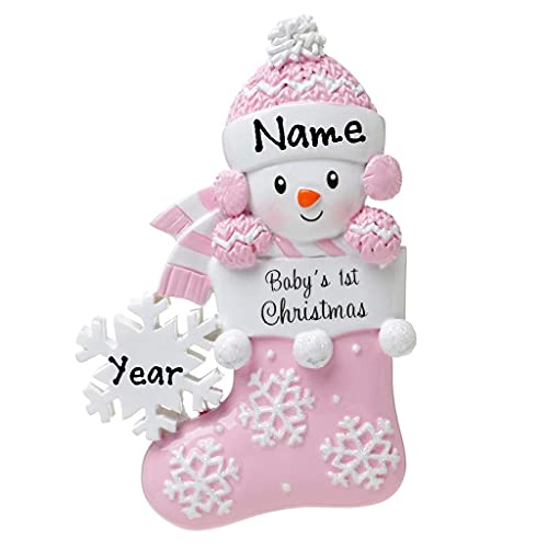 Baby in Stocking Personalized Ornament (Pink) Default Title