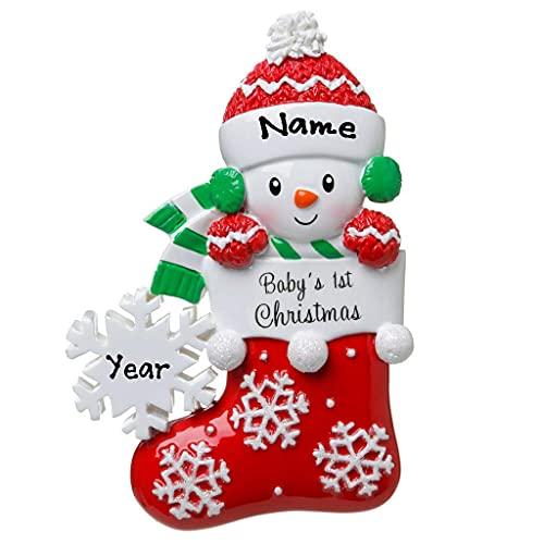 Baby in Stocking Personalized Ornament (Red) Default Title