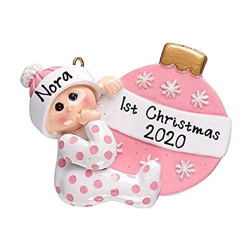 Baby's 1st Christmas Personalized Ornament (Pink Ball) Default Title