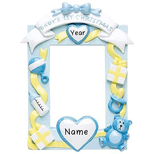 Baby's 1st Photo Frame Personalized Ornament (Blue) Default Title