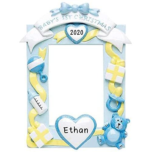 Baby's 1st Photo Frame Personalized Ornament (Blue)