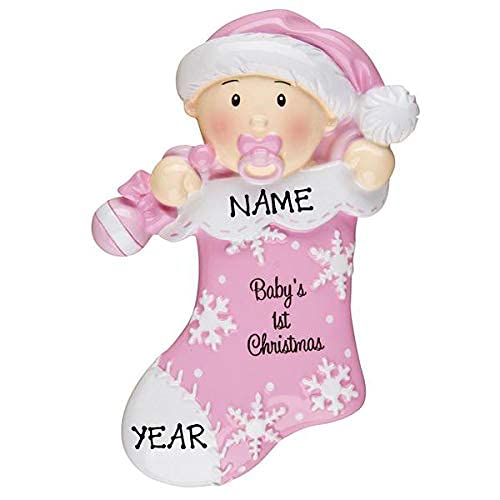 Baby's First Christmas Ornament (Pink Baby Stocking) Default Title