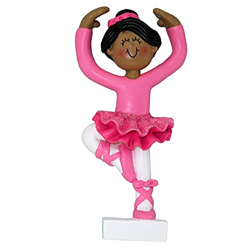 Ballerina Blonde Girl Pointe Shoes Personalized Ornament - (Female African American)