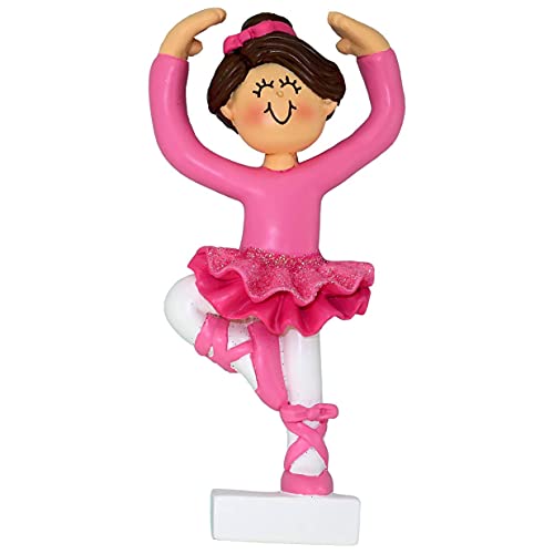 Ballerina Blonde Girl Pointe Shoes Personalized Ornament (Brunette Girl)