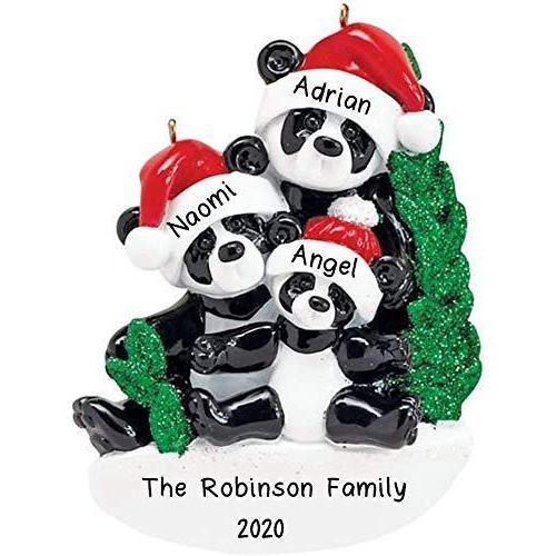 Bamboo Panda Family Personalized Ornament (Family of 3)