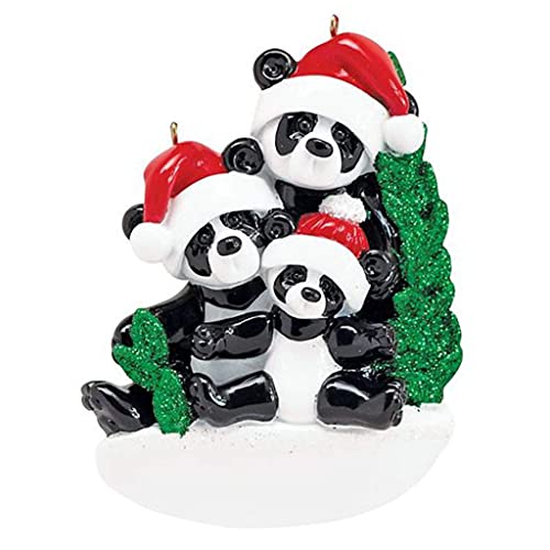 Bamboo Panda Family Personalized Ornament (Family of 3)