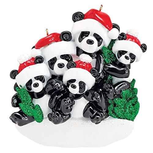 Bamboo Panda Family Personalized Ornament (Family of 5)