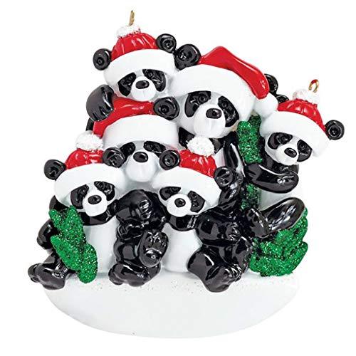 Bamboo Panda Family Personalized Ornament (Family of 6)