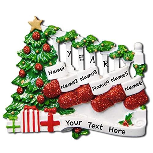 Bannister with Stocking Family Personalized Ornament (Family of 6) Default Title
