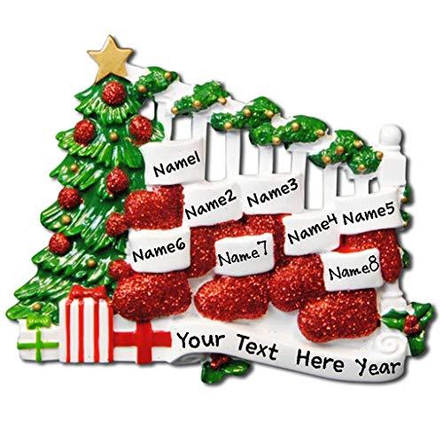 Bannister with Stocking Family Personalized Ornament (Family of 8) Default Title