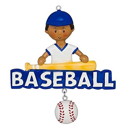Baseball Boy Personalized Ornament (African American Baseball Word)