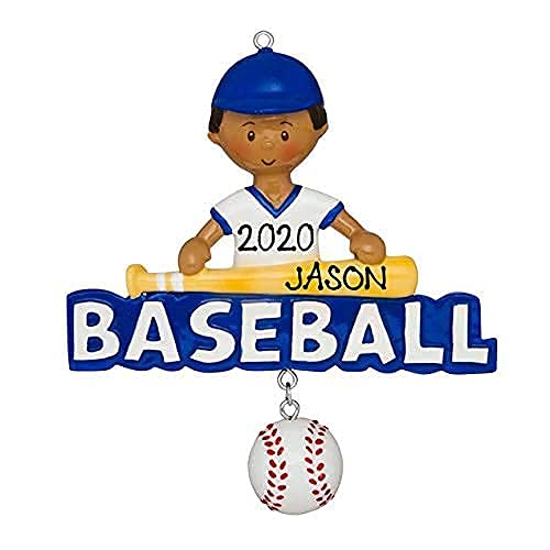 Baseball Boy Personalized Ornament (African American Baseball Word)