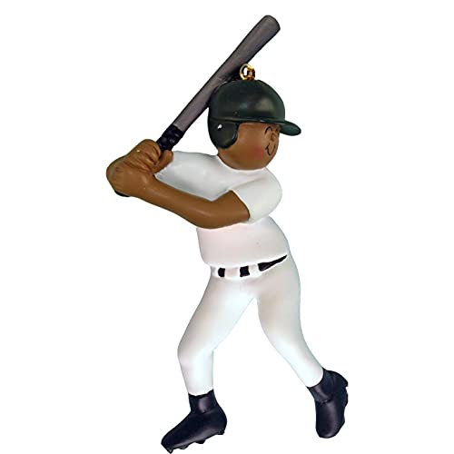 Baseball Boy Personalized Ornament (Baseball Male African American)