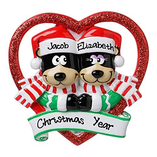 Black Bear Couple Christmas Personalized Ornament Default Title