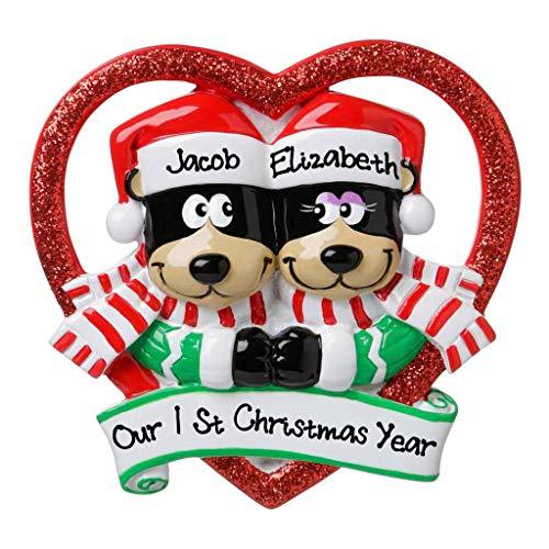 Black Bear Couple Christmas Personalized Ornament