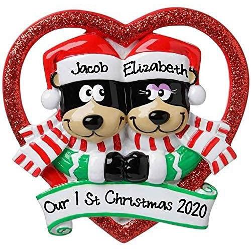 Black Bear Couple Christmas Personalized Ornament