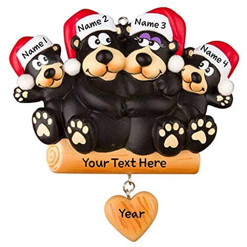 Black Bear Family Personalized Ornament (Family of 4) Default Title