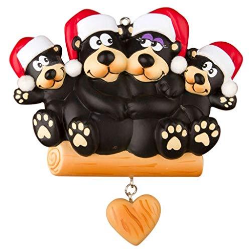 Black Bear Family Personalized Ornament (Family of 4)