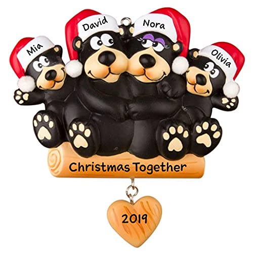 Black Bear Family Personalized Ornament (Family of 4)