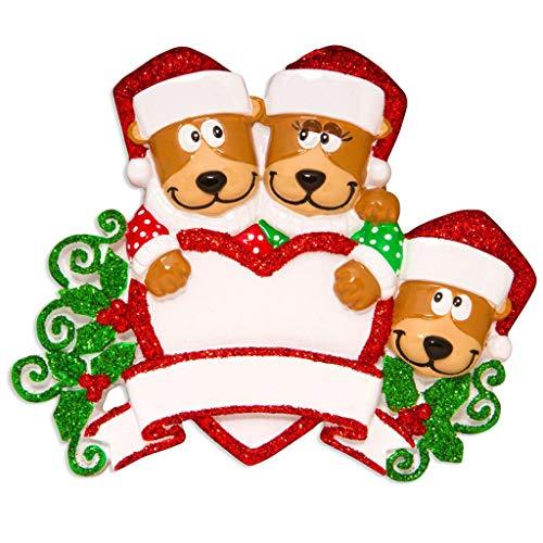 Brown Bear Family Personalized Ornament (Family of 3)