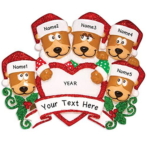 Brown Bear Family Personalized Ornament (Family of 5) Default Title
