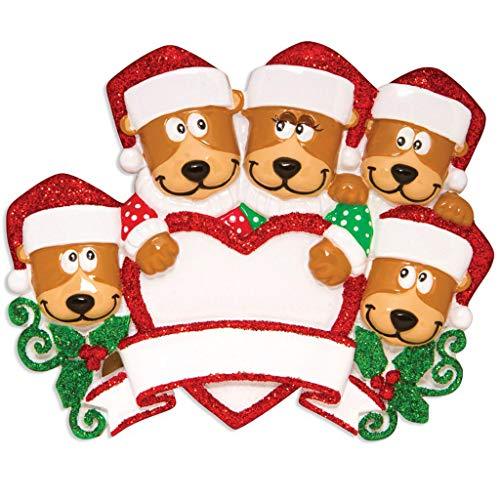 Brown Bear Family Personalized Ornament (Family of 5)