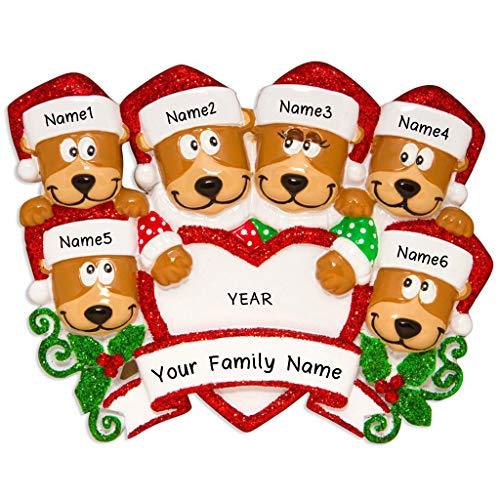 Brown Bear Family Personalized Ornament (Family of 6)