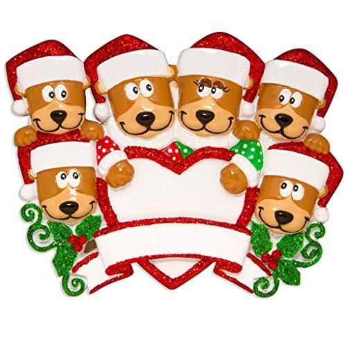 Brown Bear Family Personalized Ornament (Family of 6)