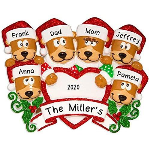 Brown Bear Family Personalized Ornament (Family of 6)