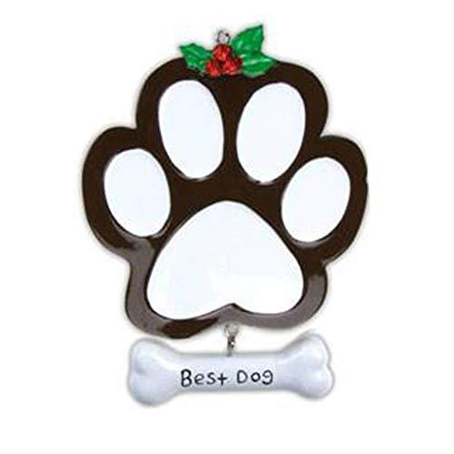 Brown Dog Paw Personalized Ornament