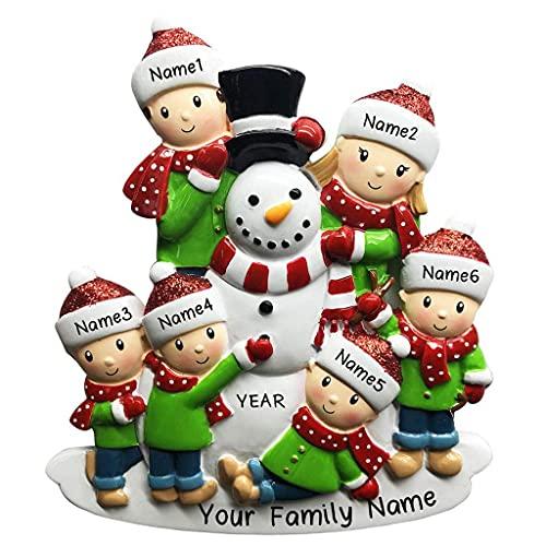 Building Snowman Family Personalized Ornament (Family of 6) Default Title